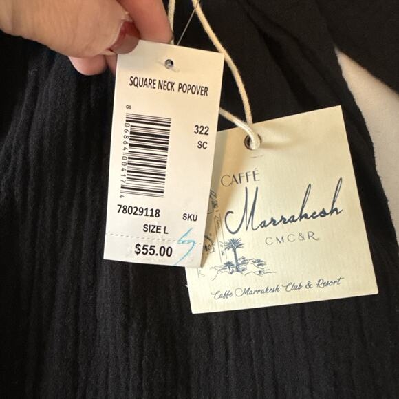 Caffe Marrakesh NWT Square Neck Popover Cotton Gauze Top Women's L Whimsigoth - Picture 5 of 11